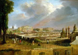 Proclamation de la Republique sur le portique de la Chambre des deputes, le 4 mai 1848 by Jean-Jacques Champin Oil Painting