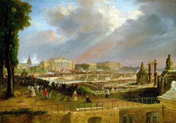 Proclamation de la Republique sur le portique de la Chambre des deputes, le 4 mai 1848  by Jean-Jacques Champin - Hand-Painted Oil Painting Reproduction