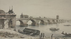 Vue du pont de la Guillotiere a Lyon by Jean-Jacques De Boissieu Oil Painting
