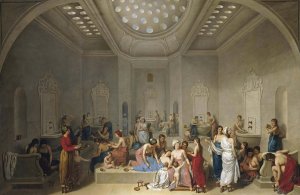 A female Turkish Bath by Jean-Jacques-Francois Le Barbier Oil Painting