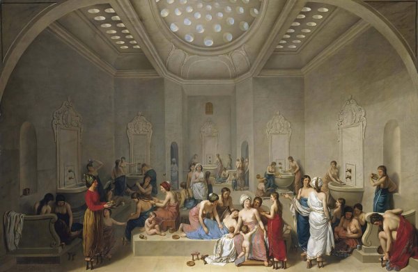 A female Turkish Bath  by Jean-Jacques-Francois Le Barbier - Hand-Painted Oil Painting Reproduction