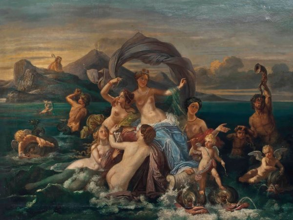 Main Product Photo of The triumph of Galatea  Painting by Jean-Jacques-Francois Monanteuil