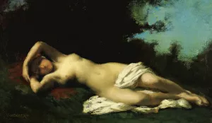 A Nymph In A Wooded Landscape by Jean-Jacques Henner Oil Painting