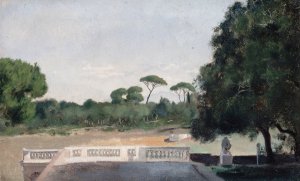Jardins de la Villa Borghese vus depuis la Villa Medicis a Rome by Jean-Jacques Henner Oil Painting
