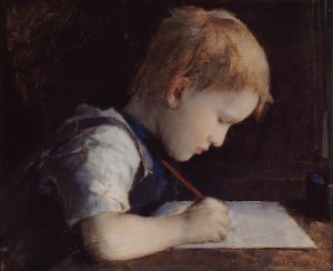 Le petit ecriveur by Jean-Jacques Henner Oil Painting