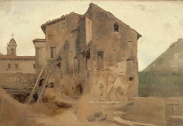 Masure dans la campagne de Rome  by Jean-Jacques Henner - Hand-Painted Oil Painting Reproduction