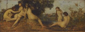 Naiades by Jean-Jacques Henner Oil Painting