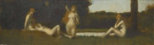 Nymphes a la sortie du bain by Jean-Jacques Henner Oil Painting