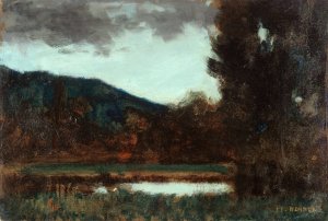 Paysage d'Alsace, crepuscule Oil painting by Jean-Jacques Henner