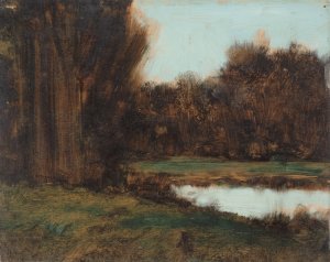 Paysage d'Alsace, une mare by Jean-Jacques Henner Oil Painting