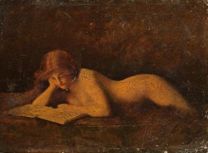 Reading woman by Jean-Jacques Henner Oil Painting
