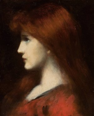 Red Haired Woman in Profile by Jean-Jacques Henner Oil Painting