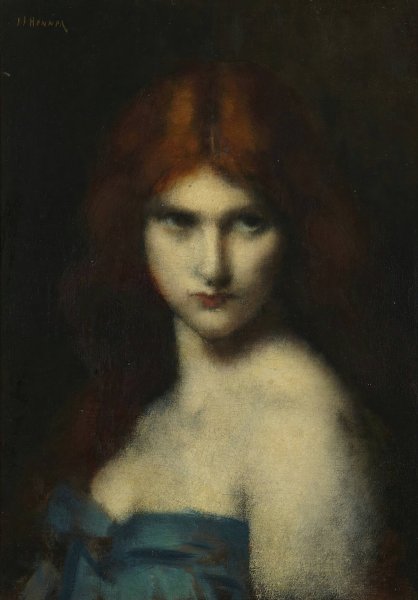 Study of a head of a woman  by Jean-Jacques Henner - Hand-Painted Oil Painting Reproduction