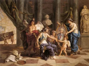 Allegory on the Installation of the Museum in the Grande Galerie of the Louvre by Jean-Jacques Lagrenee Oil Painting