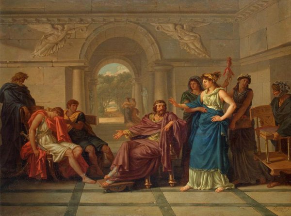 Main Product Photo of Helen Recognising Telemachus, Son of Odysseus Painting by Jean-Jacques Lagrenee