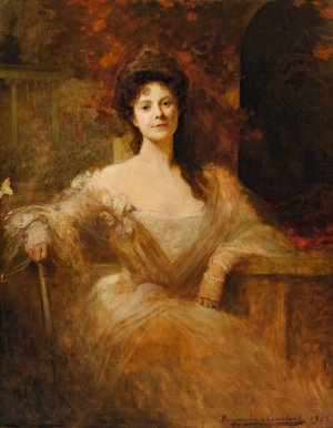 Portrait of An Elegant Lady by Jean-Joseph-Benjamin Constant Oil Painting