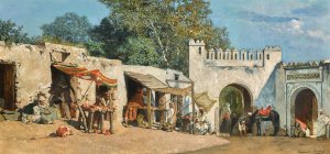 The Bab el Fahs gate, Tangier by Jean-Joseph-Benjamin Constant Oil Painting