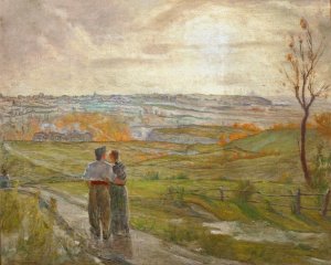 Paysage avec un couple marchant by Jean Joseph Enders Oil Painting