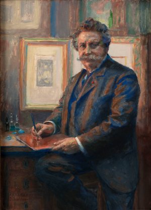 Portrait de Charles Albert Waltner dans son atelier by Jean Joseph Weerts Oil Painting