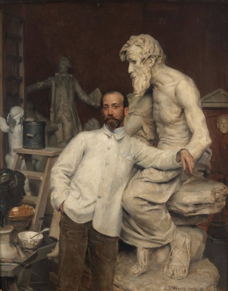 Main Product Photo of Portrait of Monsieur Dominique Jean-Baptiste Hugues in his studio  Painting by Jean Joseph Weerts