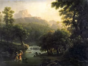 Landscape with Figures Crossing a River by Jean-Joseph-Xavier Bidauld - Oil Painting Reproduction