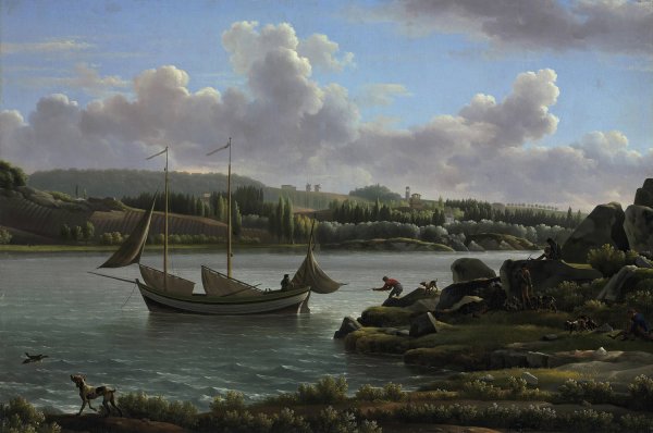 The Departure for the Hunt  by Jean-Joseph-Xavier Bidauld - Hand-Painted Oil Painting Reproduction