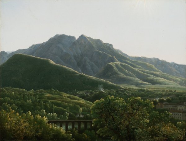 View of Bridge and the Town of Cava, Kingdom of Naples by Jean-Joseph-Xavier Bidauld - Hand-Painted Oil Painting Reproduction