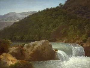 View of the Cascade of the Gorge near Allevard by Jean-Joseph-Xavier Bidauld Oil Painting
