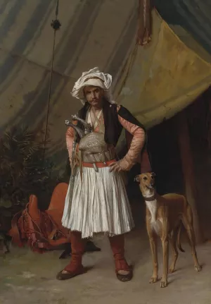 A Bashi-Bazouk And His Dog Oil painting by Jean-Leon Gerome