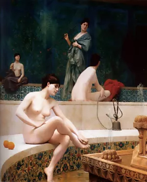 A Bath, Woman Bathing Her Feet painting by Jean-Leon Gerome