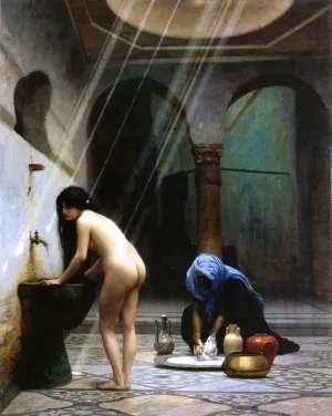 A Moorish Bath also known as Turkish Woman Bathing by Jean-Leon Gerome - Oil Painting Reproduction