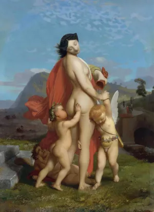 A Young Nymph Teased By Putti by Jean-Leon Gerome Oil Painting