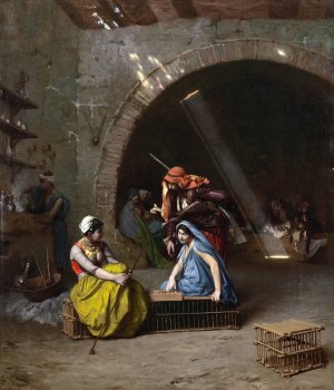 Almehs Playing Draughts Oil painting by Jean-Leon Gerome
