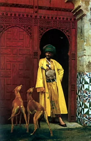 An Arab and His Dogs by Jean-Leon Gerome Oil Painting