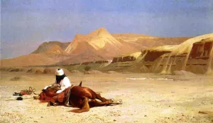 An Arab and His Horse in the Desert by Jean-Leon Gerome - Oil Painting Reproduction