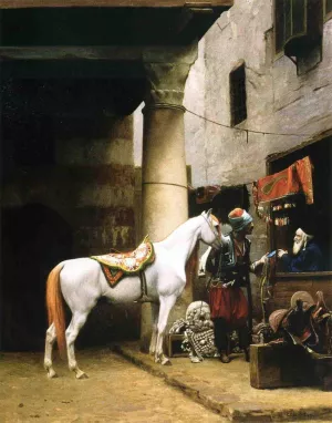 Arab Purchasing a Bridle by Jean-Leon Gerome - Oil Painting Reproduction