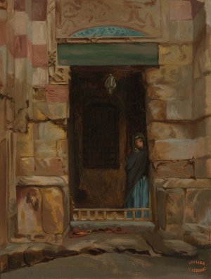 Arab Woman in a Doorway by Jean-Leon Gerome Oil Painting