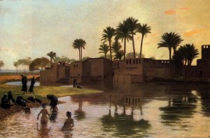 Bathers by the Edge of a River by Jean-Leon Gerome Oil Painting