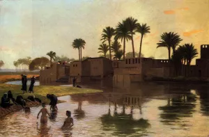 Bathers by the Edge of a River by Jean-Leon Gerome - Oil Painting Reproduction
