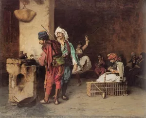 Cafe House, Cairo also known as Casting Bullets painting by Jean-Leon Gerome