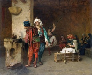 Cafe House-Cairo by Jean-Leon Gerome Oil Painting