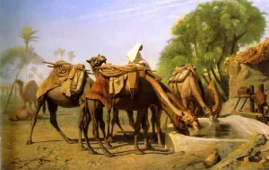 Camels at the Trough by Jean-Leon Gerome Oil Painting