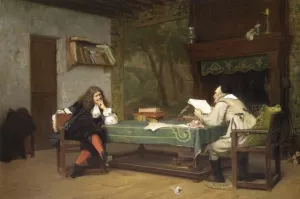 Collaboration-Corneille and Moliere by Jean-Leon Gerome - Oil Painting Reproduction