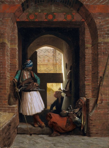 Corps de garde d'arnautes au Caire  by Jean-Leon Gerome - Hand-Painted Oil Painting Reproduction