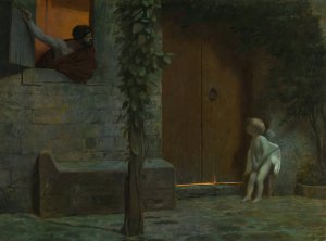 Cupid at the Door in a Rainstorm by Jean-Leon Gerome Oil Painting