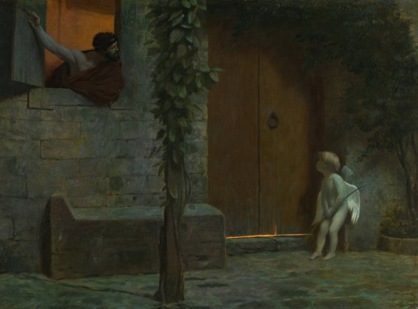 Cupid at the Door in a Rainstorm by Jean-Leon Gerome - Hand-Painted Oil Painting Reproduction