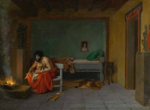 Cupid's Shivering Limbs the Embers Warm by Jean-Leon Gerome Oil Painting