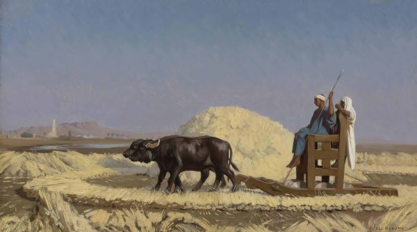 Egyptian Grain-Cutters by Jean-Leon Gerome - Hand-Painted Oil Painting Reproduction