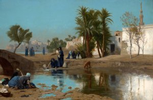 Fellah Women Drawing Water by Jean-Leon Gerome Oil Painting