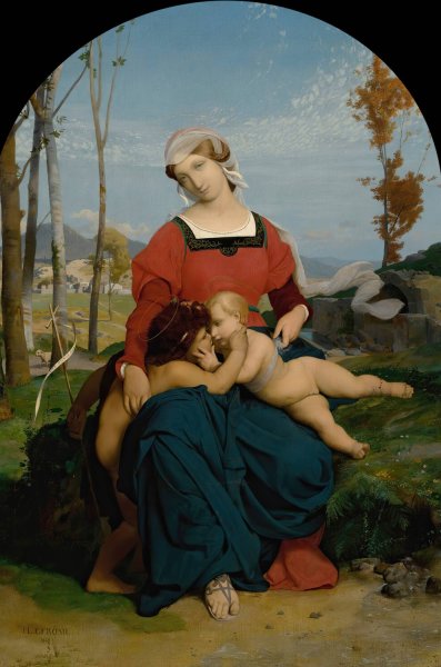 La Vierge, L'enfant Jesus Et Saint Jean  by Jean-Leon Gerome - Hand-Painted Oil Painting Reproduction